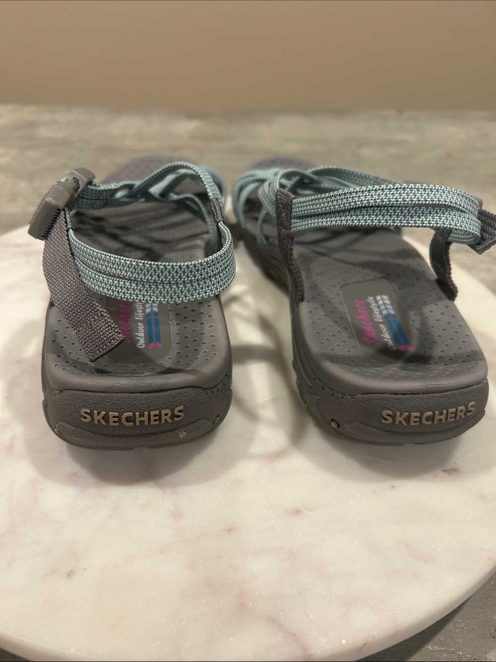 Skechers Women's Strappy Sandals - Light Teal and Grayr W-10 - Picture 7 of 12